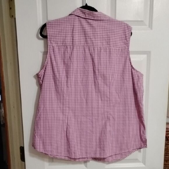 Basic Editions Pink and White Boxy Sleeveless Top - Picture 5 of 5